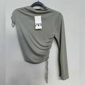 Zara one shoulder scrunch top